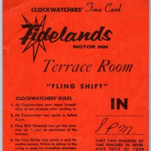 1960 Tucson, AZ Tidelands Motor Inn Clockwatchers Terrace Room Bar Postcard 1F
