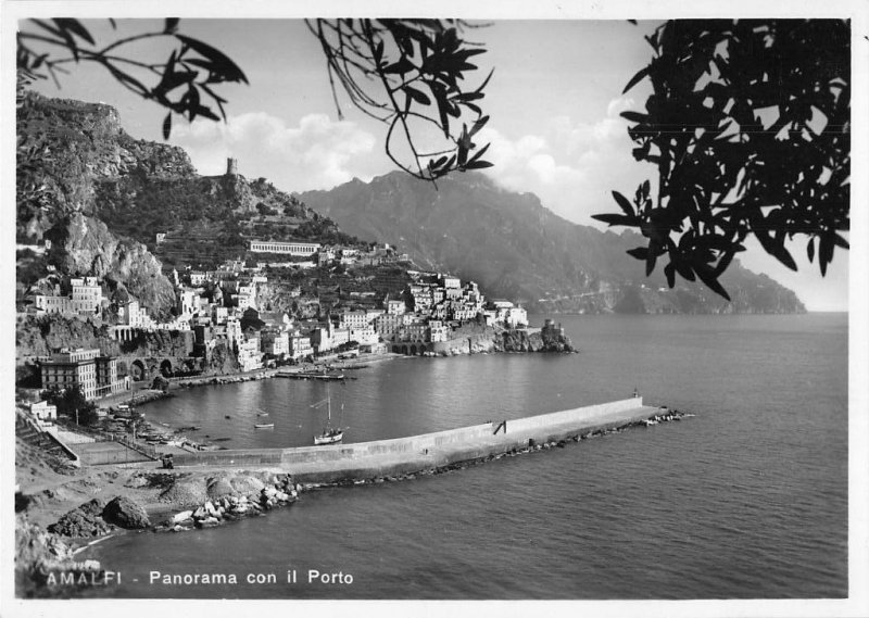 RPPC AMALFI ITALY CON IL PORTO PANORAMA REAL PHOTO POSTCARD