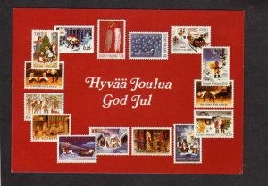 Finland Suomi Facsimiles of postage stamps on front of Postcard Joulua God Jul