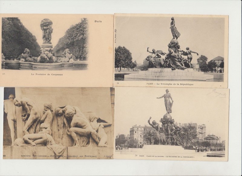 PARIS STATUES 52 Vintage Postcards Mostly pre-1940 (L5604)