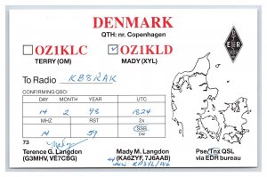 Postcard QSL CB Ham Radio Amateur Card From Copenhagen Denmark