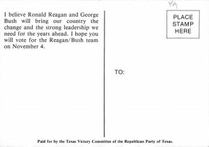 Ronald Reagan and George Bush The Time is Now View Postcard Backing 