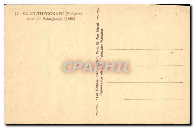 Postcard Old Saint Thegonnec Finistere Altar of St. Joseph