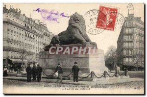 Paris Postcard Old Place Denfert Rochereau Lion of Belfort