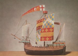 English Cog Ship Model MS Pageant Earl Of Warwick Postcard