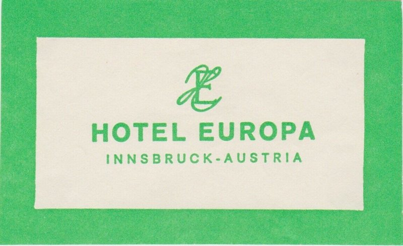 Austria Innsbruck Hotel Europaq Vintage Luggage Label lbl1182