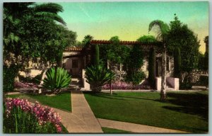 Hotel El Mirasol Bungalows Santa Barbara CA Hand Colored Albertype Postcard J9