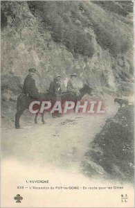 Old Postcard Auvergne Ascension of the Puy de Dome En Route for Peaks Donkey ...