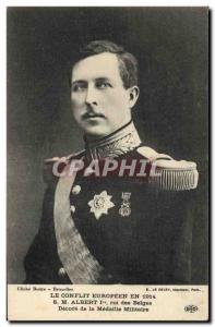 Postcard Old Army SM Albert 1st King of Belgians Decore the Medaille Militaire