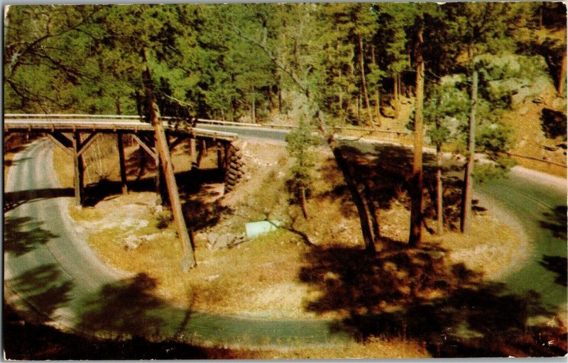 Pigtail Bridge Iron Mt. Road Black Hills SD Vintage Postcard G27