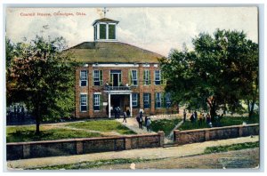 1909 Council House Building And Trees Okmulgee Oklahoma OK Antique Postcard