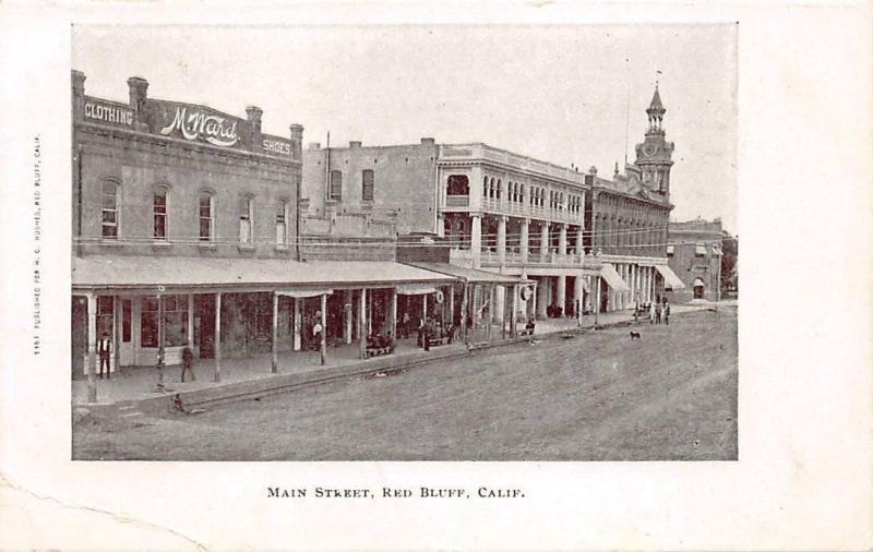 RED BLUFF, CA Main Street Scene California ca 1907 Vintage Postcard