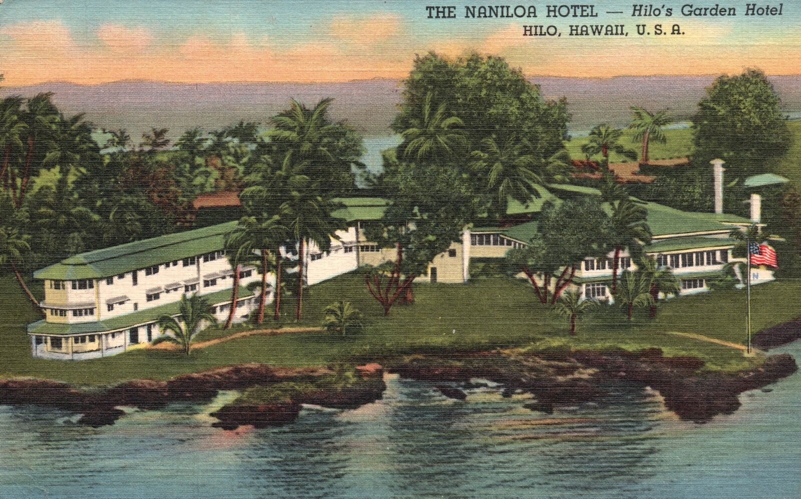 Vintage Postcard 1944 The Naniloa Hotel Hilo's Garden Hotel Landmark Hilo Hawaii United States