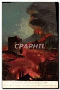 Old Postcard Volcano L & # 39eruzione del Vesuvio Aprile 1906 al lava came ci...