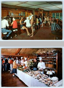 2 Postcards ROTHBURY, Michigan MI ~ Snack Bar JACK & JILL DUDE RANCH Smorgasbord