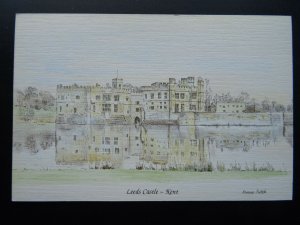 Kent LEEDS CASTLE Artist Illustration c1980s Postcard by Diane Setek