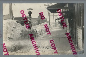 White SOUTH DAKOTA RPPC 1909 MAIN STREET Blizzard BARBER POLE nr Brookings SD