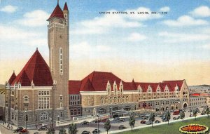 Union Station ST. LOUIS, MO Railroad Depot c1940s Vintage Linen Postcard