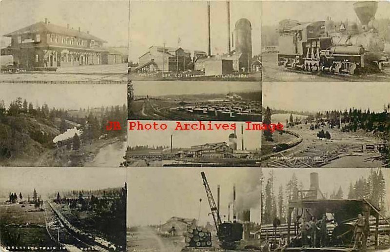 ID, Potlatch, Idaho, RPPC, Depot, Logging Mill, Train, Multi-View, 1918 PM,Photo