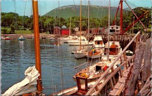 Maine Camden Harbor View With Mt Battle In Background