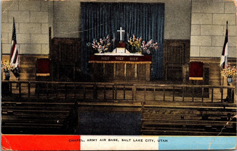 Chapel Interior Army Air Base Salt Lake City Utah Religious DB Postcard 