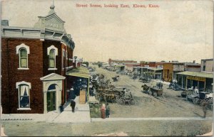 Kiowa Kansas Street Scene East Bank Restaurant 1908 to Parsons Postcard U10