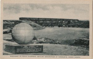 Postcard Along Northern Railway Monument David Thompson Verendrye North Dakota