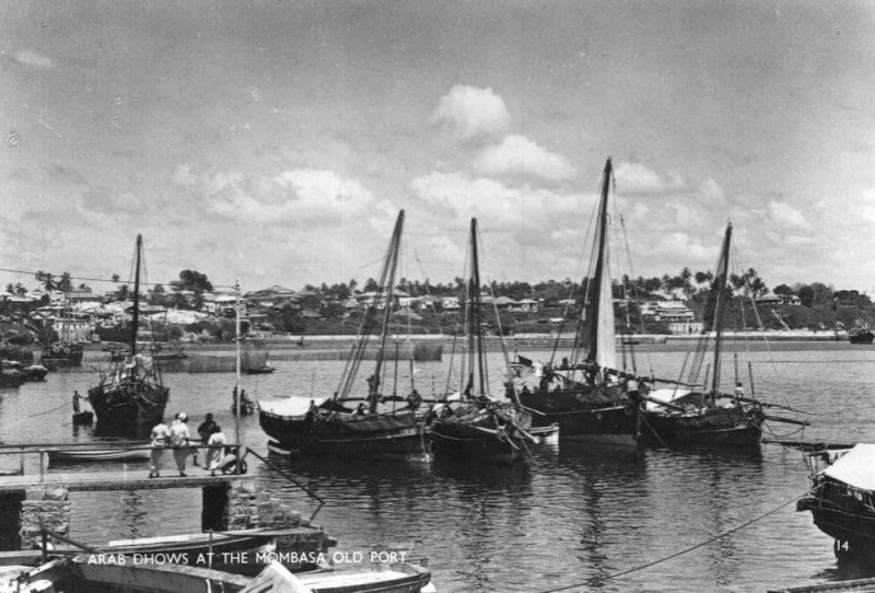 Arab Dhows At Mombasa Kenya Boats Old Port Real Photo Postcard