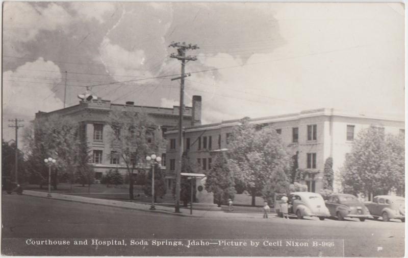 Idaho Id Real Photo RPPC Postcard 1962 SODA SPRINGS Court House Hospital