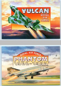 2 Postcards ROYAL AIR FORCE, UK ~ Artist Timothy O'Brien VULCAN & PHANTOM 4x6