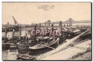 Old Postcard Duisburg The harbor Boats