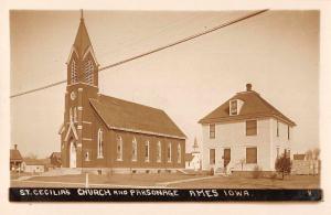 Ames Iowa St Cecilia's Church Real Photo Antique Postcard J68948