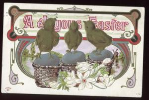 Vintage Easter Postcard Art Nouveau Chicks & Eggs Gold & ...