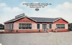 Adairsville Georgia Myron's Restaurant Vintage Postcard AA49720