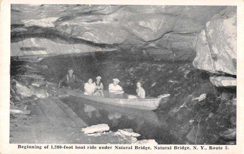 Natural Bridge New York Boat Ride Under Natural Bridge Antique Postcard J70843