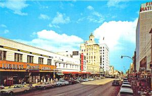 St Petersburg FL Central Ave Drug Storefront Banks McCrory's Old Cars Postcard