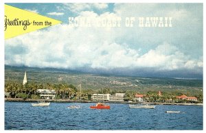 Greetings from the Kona Coast Hawaii Marling Fishing Coastline Postcard