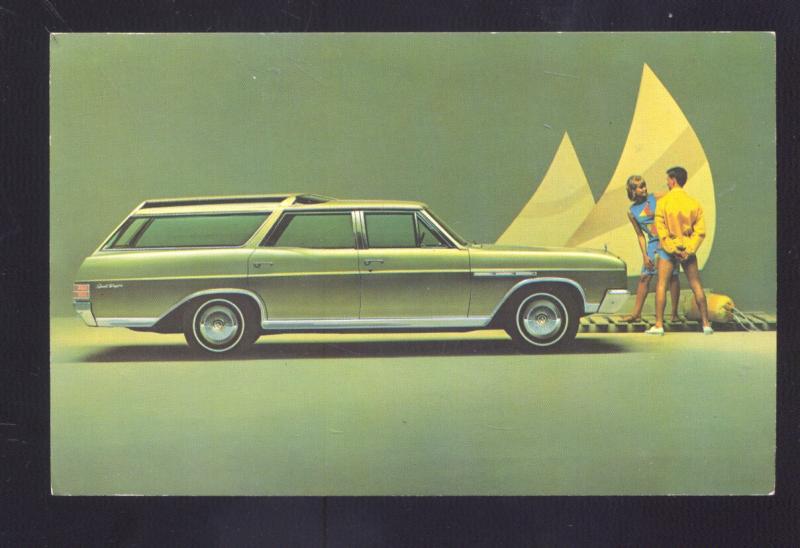 1966 BUICK STATION WAGON AKRON OHIO CAR DEALER VINTAGE ADVERTISING POSTCARD