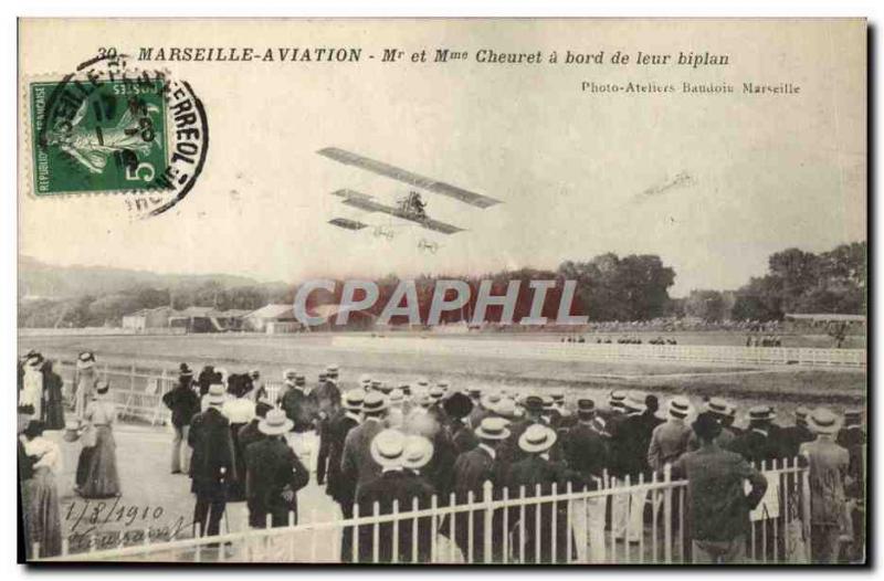 Old Postcard Jet Aviation Aviation Marseille Mr and Mrs Cheuret aboard their ...