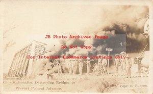 Mexico Border War, RPPC, Constitutionalists Destroying Bridges, Runyon