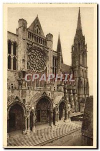 Old Postcard Chartres North Portal and Fleche