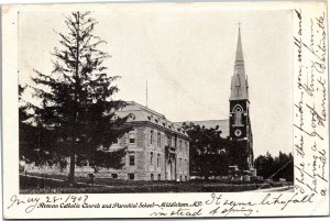 Postcard NY Middletown Roman Catholic Church and Parochial School