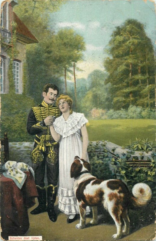 Netherland 1906 couple fantasy lovers dog man uniform Scheiden doet lijden