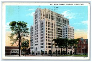 1934 The Maccabees Building Exterior Roadside Detroit MI Posted Vintage Postcard