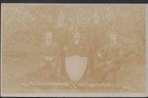 Social History Postcard - Group of Men With Large Shield & Medals   A6530