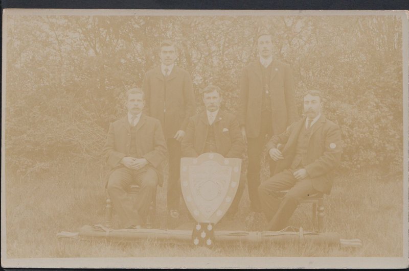 Social History Postcard - Group of Men With Large Shield & Medals   A6530