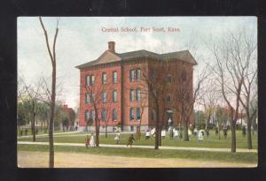 FORT SCOTT KANSAS CENTRAL SCHOOL ANTIQUE VINTAGE POSTCARD