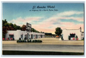 North Platte Nebraska NE Postcard El Rancho Motel Cars Roadside c1950's Vintage