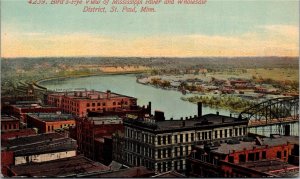 Postcard MN St. Paul Bird's Eye View of Mississippi River Bridge ~1910 S108