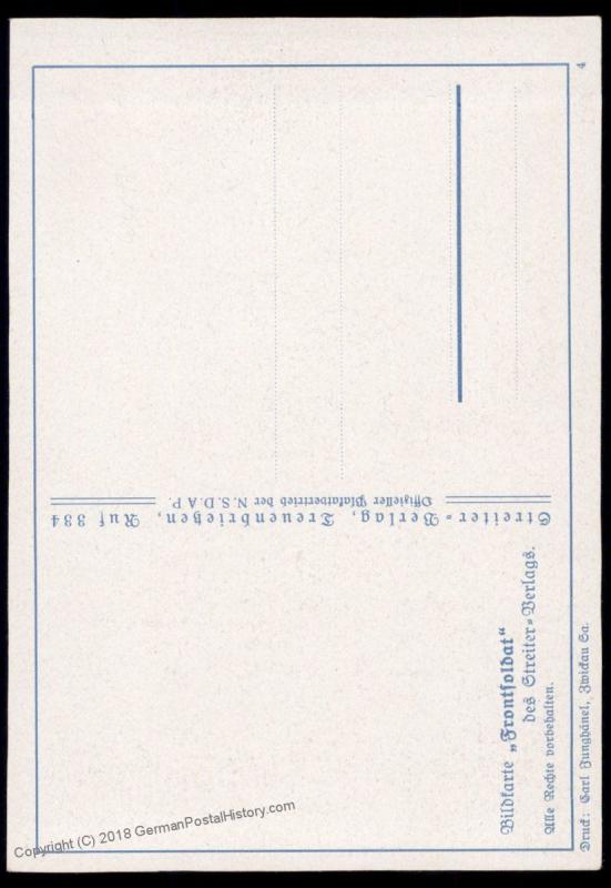 3rd Reich Germany 1928 Streiter Verlag Donation NS Propaganda Card 90102